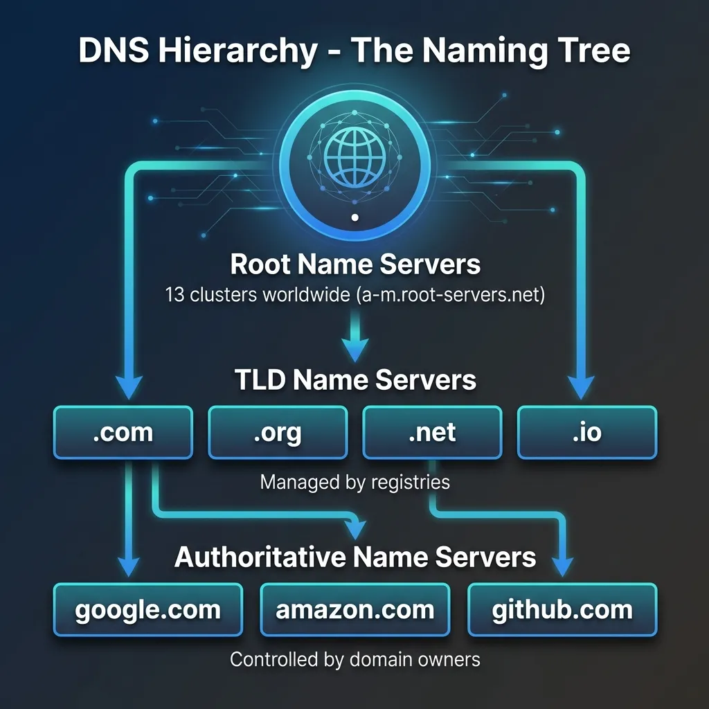 DNS Hierarchy - Root to TLD to Authoritative