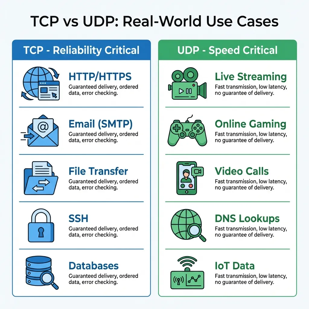 TCP vs UDP Use Cases