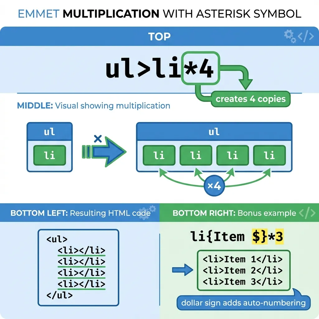 Repeated Elements Using Emmet Multiplication