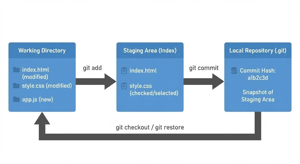 Git Workflow - Working Directory to Staging Area to Repository